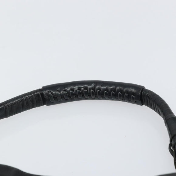 PRADA Shoulder Bag Nylon Leather Black Silver Auth bs31716