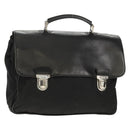 PRADA Business Bag Nylon Leather Black Silver Auth bs31717-1