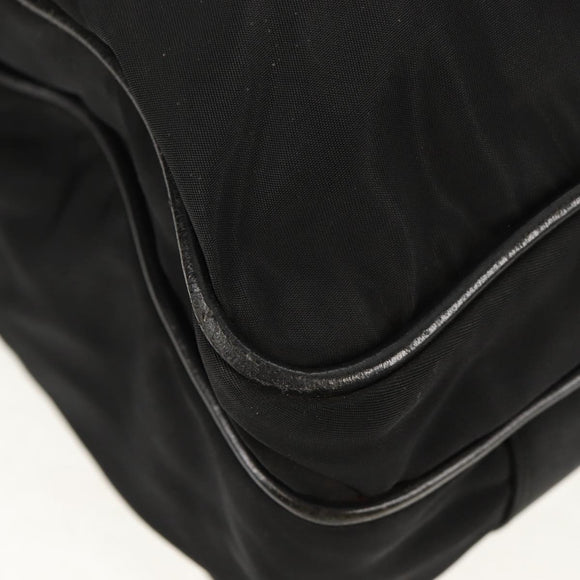 PRADA Business Bag Nylon Leather Black Silver Auth bs31717