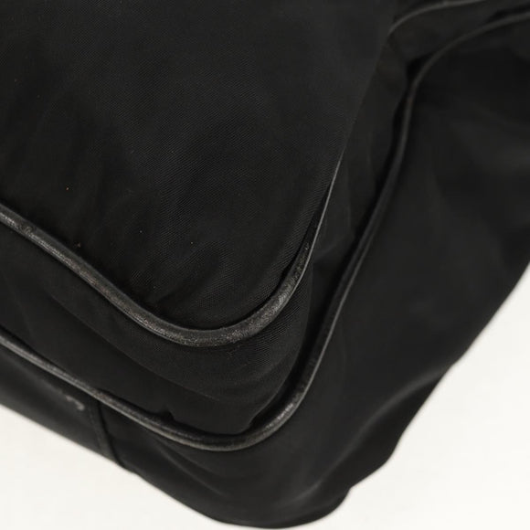 PRADA Business Bag Nylon Leather Black Silver Auth bs31717