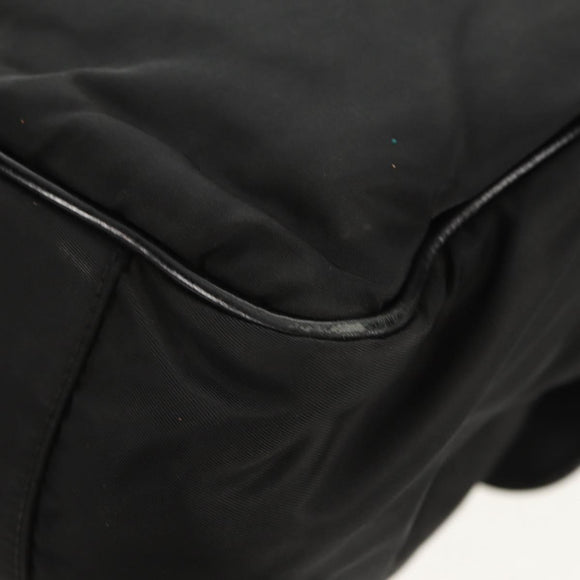 PRADA Business Bag Nylon Leather Black Silver Auth bs31717