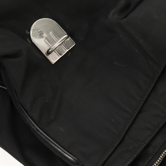 PRADA Business Bag Nylon Leather Black Silver Auth bs31717