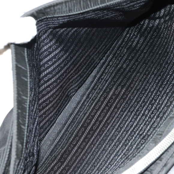 PRADA Business Bag Nylon Leather Black Silver Auth bs31717