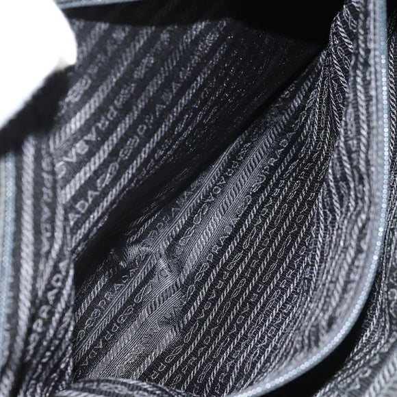 PRADA Business Bag Nylon Leather Black Silver Auth bs31717