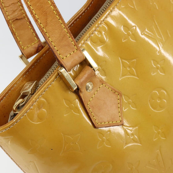 LOUIS VUITTON Monogram Vernis Houston Hand Bag Beige M91004 LV Auth bs31721