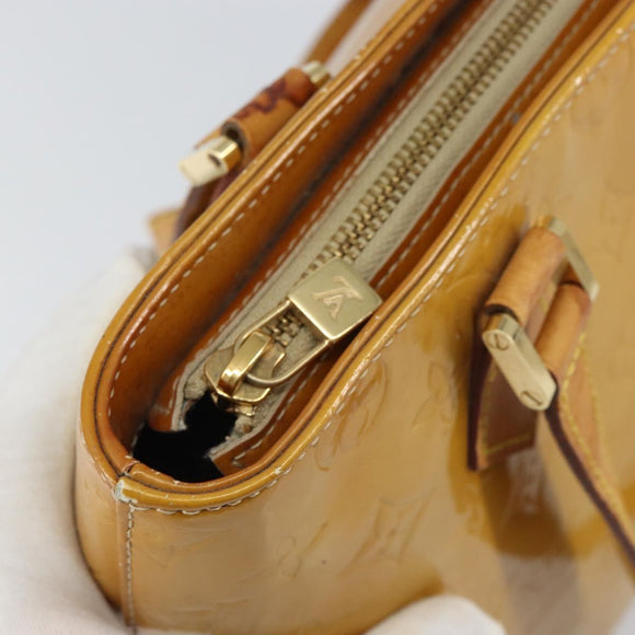 LOUIS VUITTON Monogram Vernis Houston Hand Bag Beige M91004 LV Auth bs31721