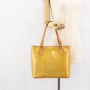 LOUIS VUITTON Monogram Vernis Houston Hand Bag Beige M91004 LV Auth bs31721-26