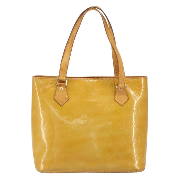 LOUIS VUITTON Monogram Vernis Houston Hand Bag Beige M91004 LV Auth bs31721