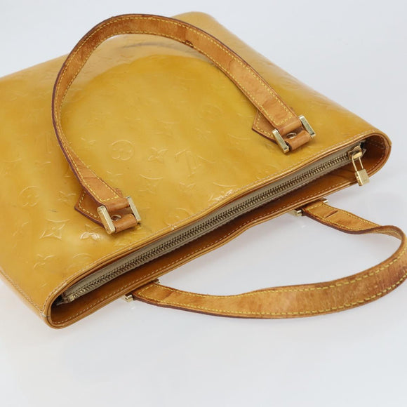 LOUIS VUITTON Monogram Vernis Houston Hand Bag Beige M91004 LV Auth bs31721