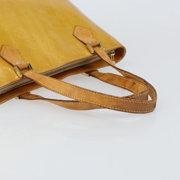 LOUIS VUITTON Monogram Vernis Houston Hand Bag Beige M91004 LV Auth bs31721
