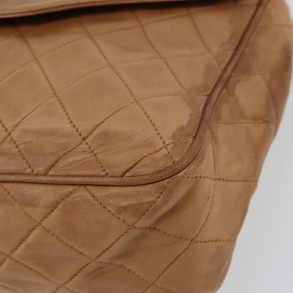 CHANEL Matelasse Fringe Chain Shoulder Bag Lamb Skin Brown Gold CC Auth bs31725