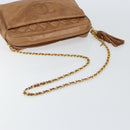 CHANEL Matelasse Fringe Chain Shoulder Bag Lamb Skin Brown Gold CC Auth bs31725-7