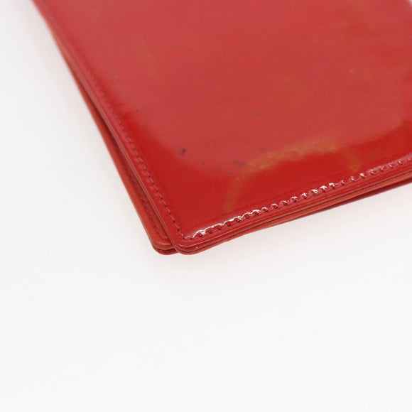 CHANEL Card Case Enamel Red CC Auth bs31726