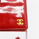 CHANEL Card Case Enamel Red CC Auth bs31726-17