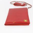 CHANEL Card Case Enamel Red CC Auth bs31726-6