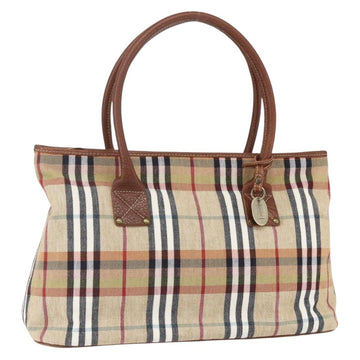 BURBERRY Nova Check Tote Bag Canvas Beige Auth bs31727