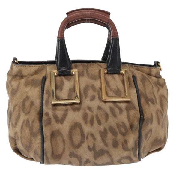 Chloe Etel Hand Bag Leather Beige Gold Auth bs31728