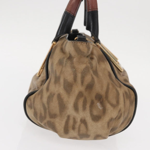 Chloe Etel Hand Bag Leather Beige Gold Auth bs31728