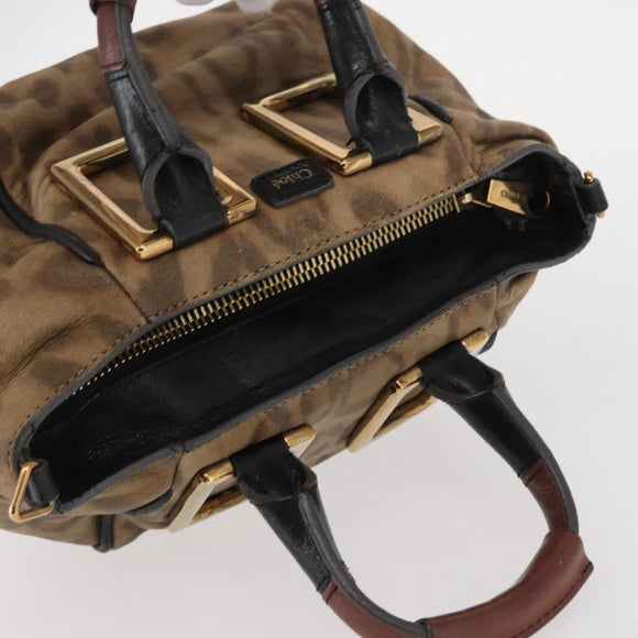 Chloe Etel Hand Bag Leather Beige Gold Auth bs31728