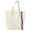 GUCCI GG Supreme Tote Bag PVC Leather White Gold 152630 Auth bs31729-1