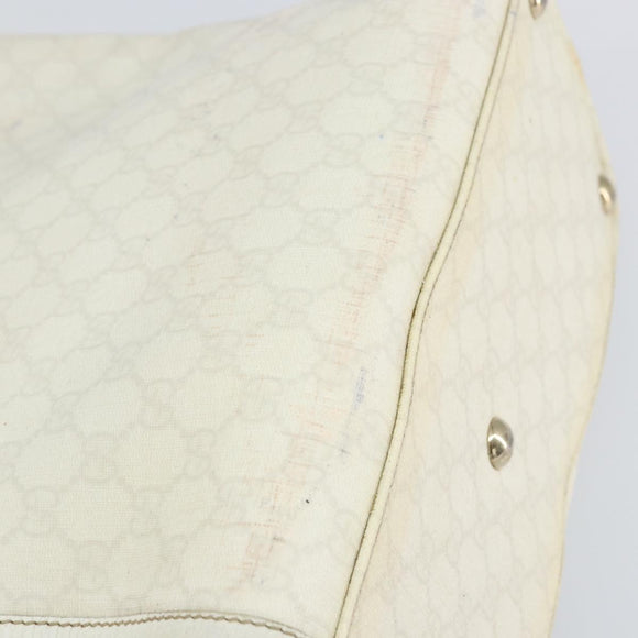 GUCCI GG Supreme Tote Bag PVC Leather White Gold 152630 Auth bs31729