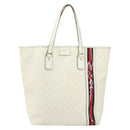 GUCCI GG Supreme Tote Bag PVC Leather White Gold 152630 Auth bs31729-13