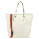 GUCCI GG Supreme Tote Bag PVC Leather White Gold 152630 Auth bs31729-2