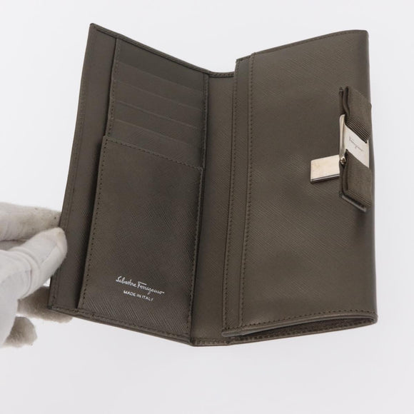 BVLGARI Salvatore Ferragamo Wallet Leather Canvas 2 Set Beige Khaki Auth bs31731