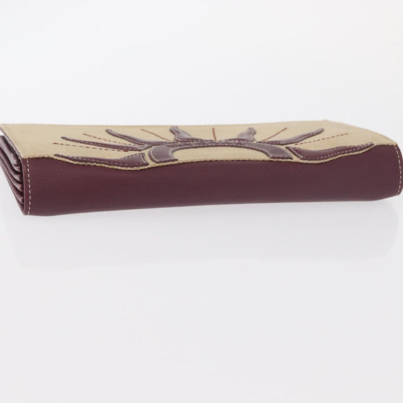 BVLGARI Salvatore Ferragamo Wallet Leather Canvas 2 Set Beige Khaki Auth bs31731