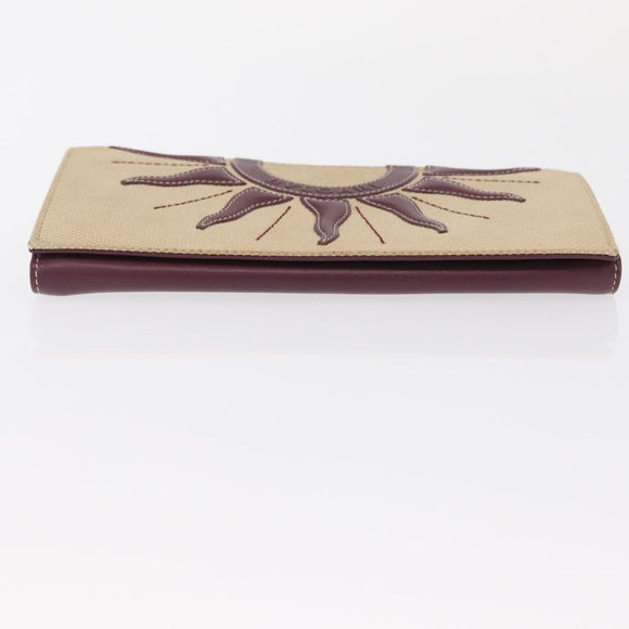 BVLGARI Salvatore Ferragamo Wallet Leather Canvas 2 Set Beige Khaki Auth bs31731