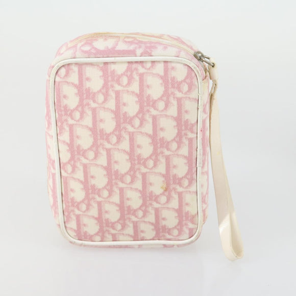 Christian Dior Trotter Canvas Clutch Bag Leather PVC 2 Set Red Pink Auth bs31733