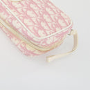 Christian Dior Trotter Canvas Clutch Bag Leather PVC 2 Set Red Pink Auth bs31733-12
