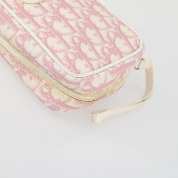 Christian Dior Trotter Canvas Clutch Bag Leather PVC 2 Set Red Pink Auth bs31733