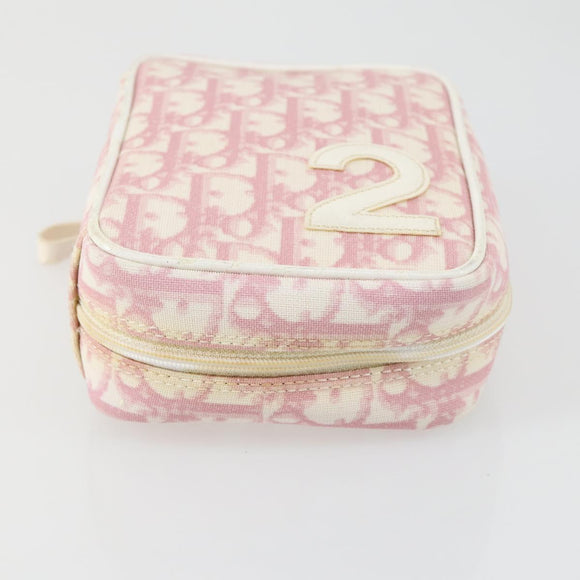 Christian Dior Trotter Canvas Clutch Bag Leather PVC 2 Set Red Pink Auth bs31733