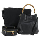 GUCCI Hand Bag Leather nylon 3 Set Black Auth bs31734-1