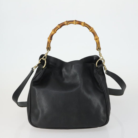 GUCCI Hand Bag Leather nylon 3 Set Black Auth bs31734