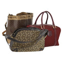 CELINE Macadam Canvas Shoulder Bag 3 Set Brown Red Auth bs31735-1