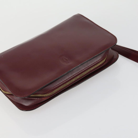 CARTIER Must Line Shoulder Bag Leather 4 Set Bordeaux Auth bs31739
