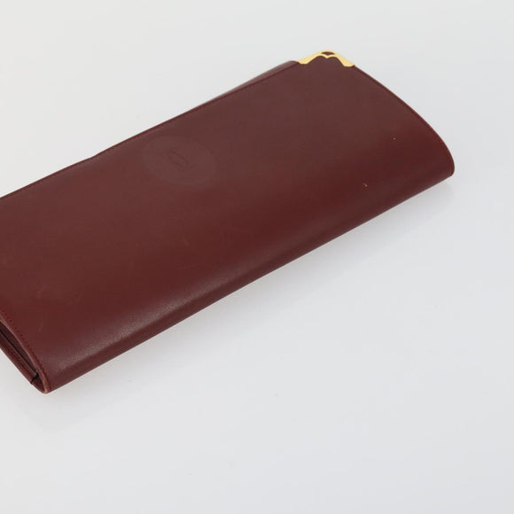 CARTIER Must Line Shoulder Bag Leather 4 Set Bordeaux Auth bs31739