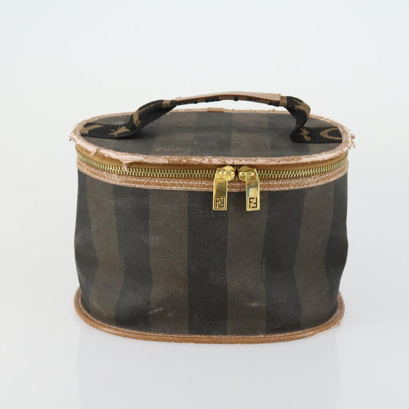 FENDI Pecan Canvas Hand Bag PVC 4 Set Black Brown Auth bs31742