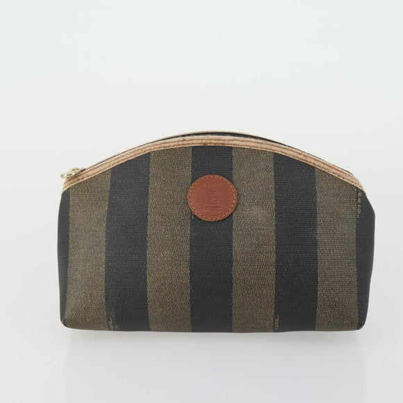 FENDI Pecan Canvas Hand Bag PVC 4 Set Black Brown Auth bs31742