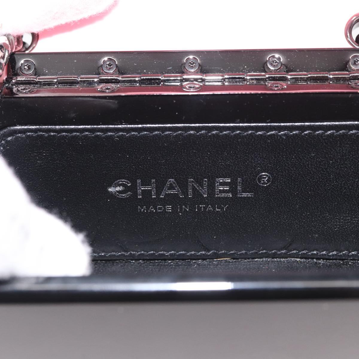 CHANEL Chain evening bag Shoulder Bag plexi Black Pink CC Auth