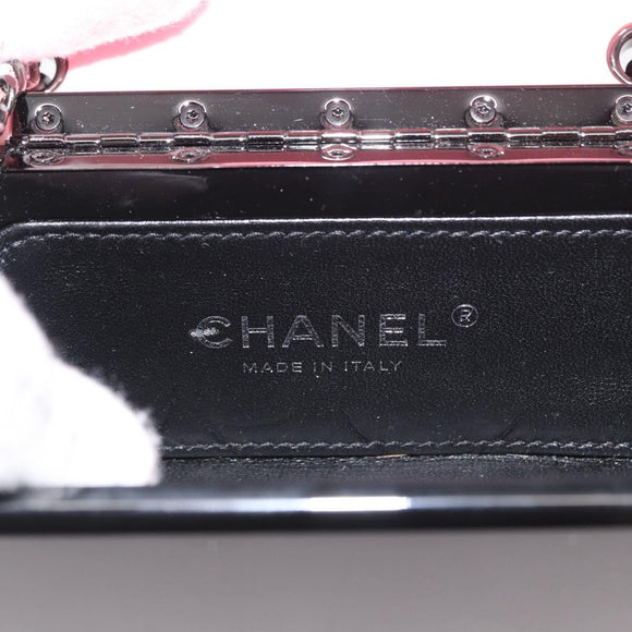 CHANEL Chain evening bag Shoulder Bag plexi Black Pink CC Auth bs31743SM
