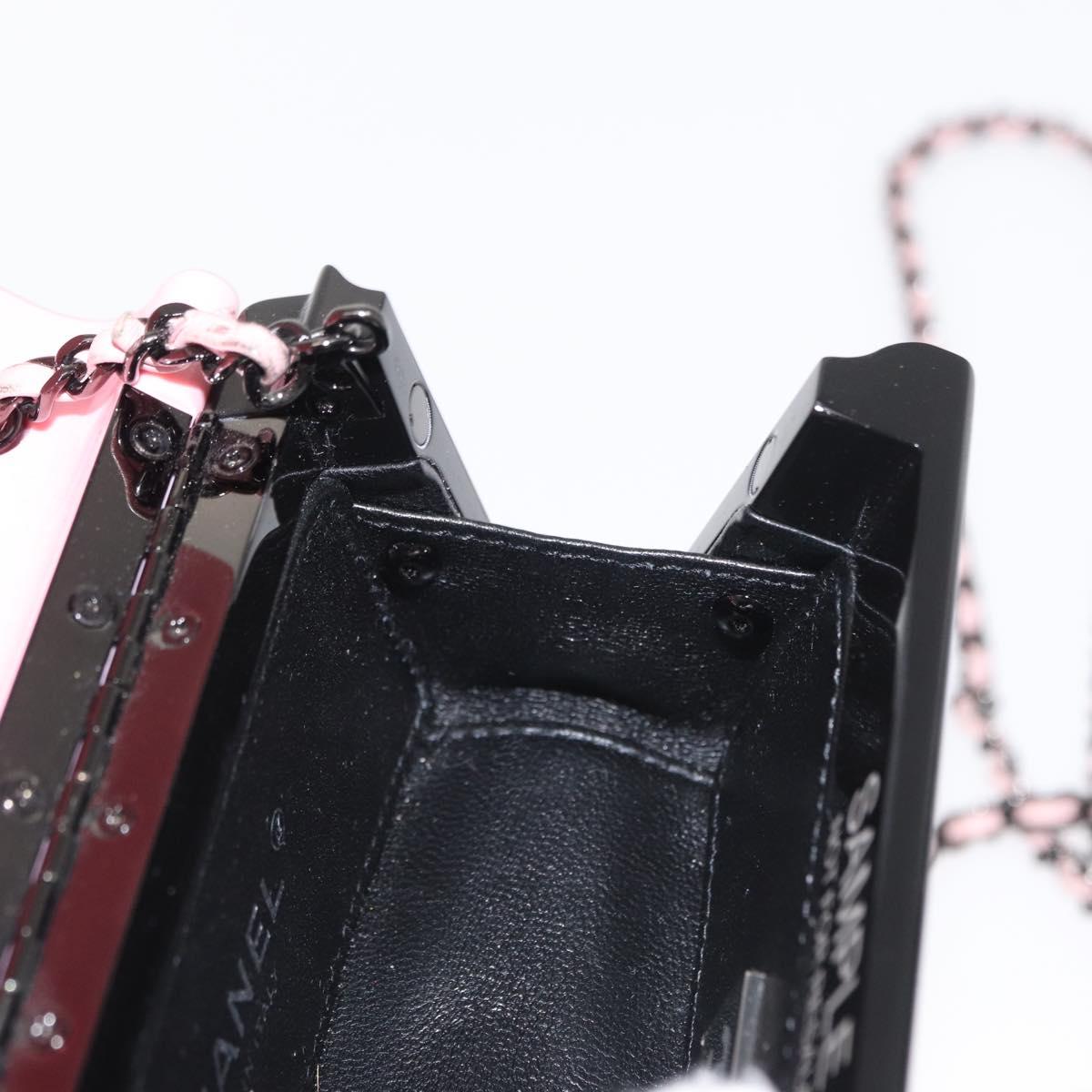 CHANEL Chain evening bag Shoulder Bag plexi Black Pink CC Auth