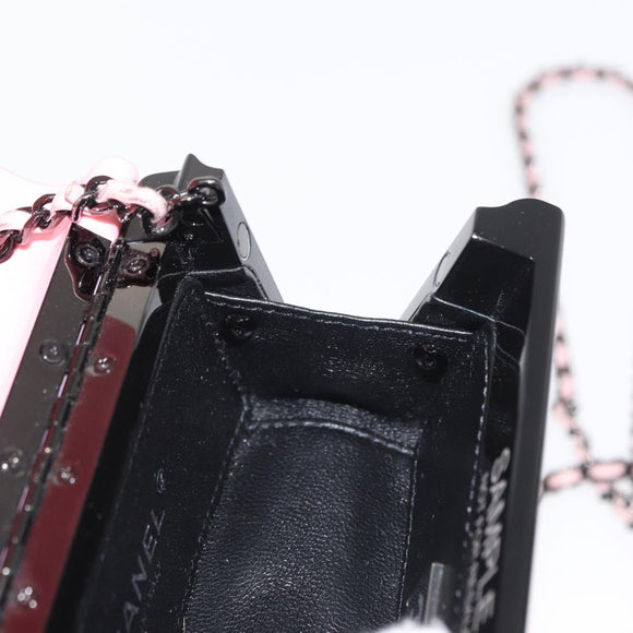 CHANEL Chain evening bag Shoulder Bag plexi Black Pink CC Auth bs31743SM