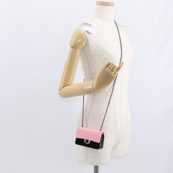 CHANEL Chain evening bag Shoulder Bag plexi Black Pink CC Auth bs31743SM