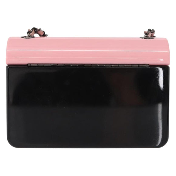 CHANEL Chain evening bag Shoulder Bag plexi Black Pink CC Auth bs31743SM