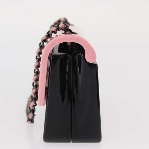 CHANEL Chain evening bag Shoulder Bag plexi Black Pink CC Auth bs31743SM