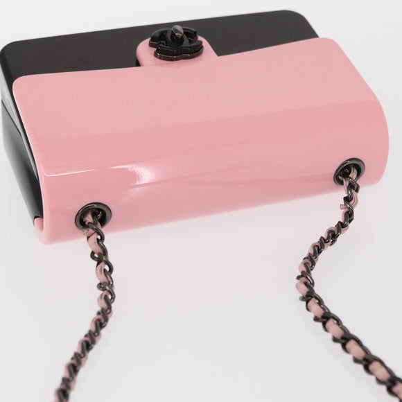 CHANEL Chain evening bag Shoulder Bag plexi Black Pink CC Auth bs31743SM