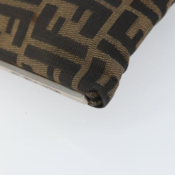 FENDI Zucca Canvas Shoulder Bag Brown Black Auth bs31744